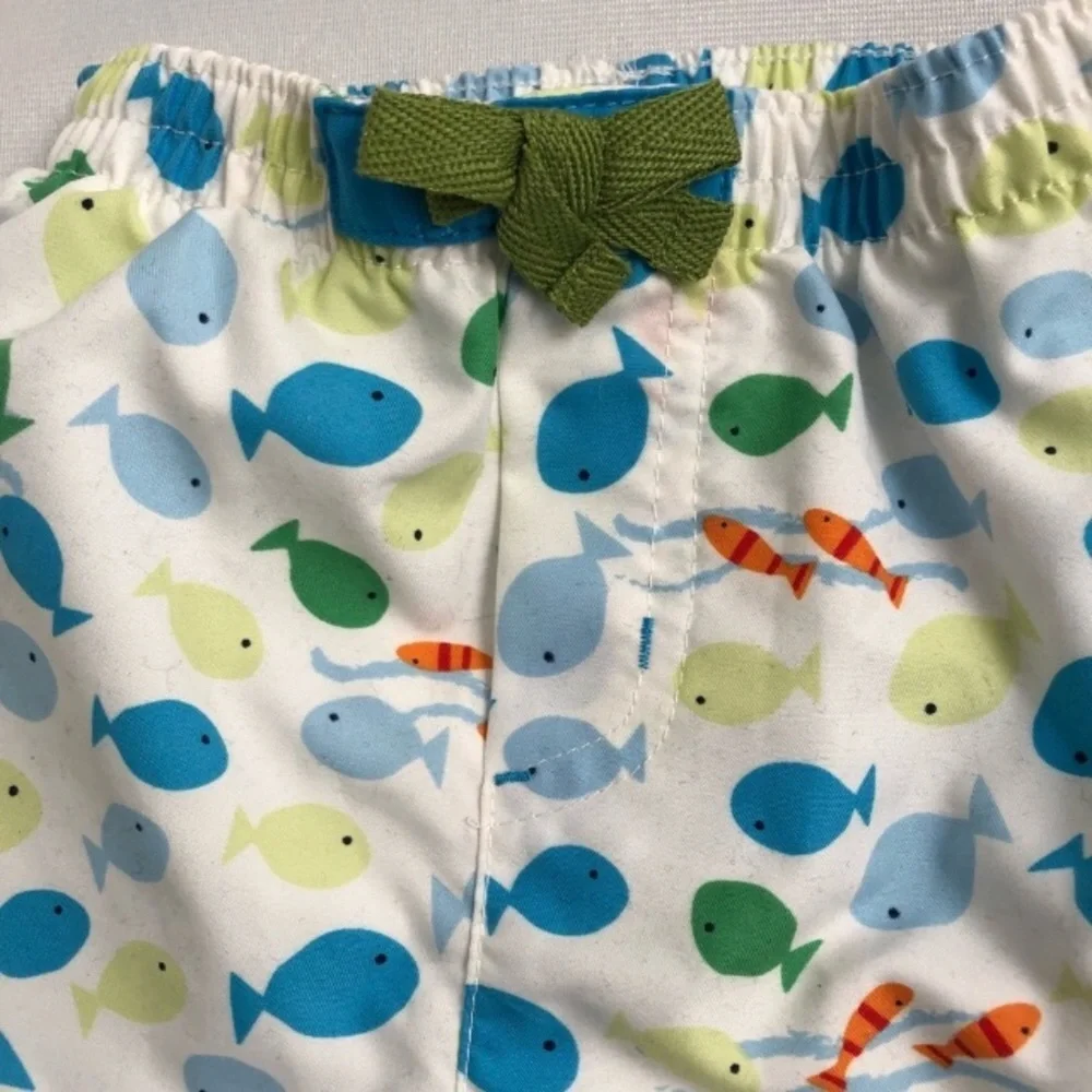 Absorba multicolor swim trunks with fish design 3-6 mo
